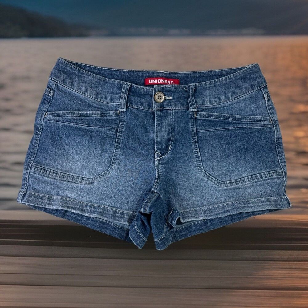 UNIONBAY Denim Shorts 5 (W29 Inseam 3) Blue Low Waist Stretch Juniors